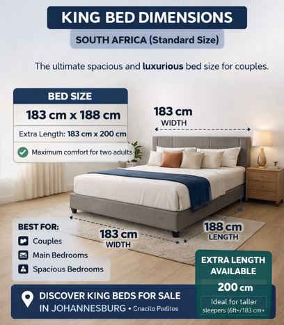 Image showing dimensions in length and width of a king size bed