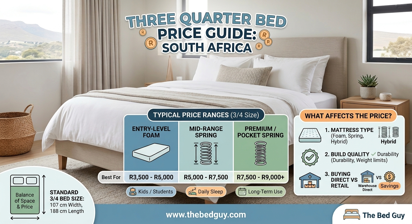 Three quarter bed price ranges in South Africa from budget to premium options