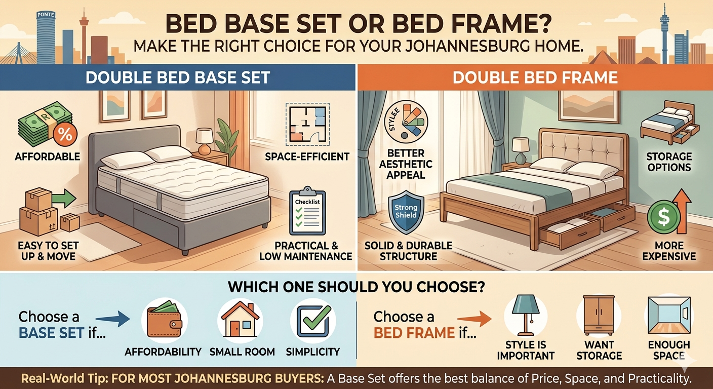 Image showing a bed set compared to a bed frame in double size