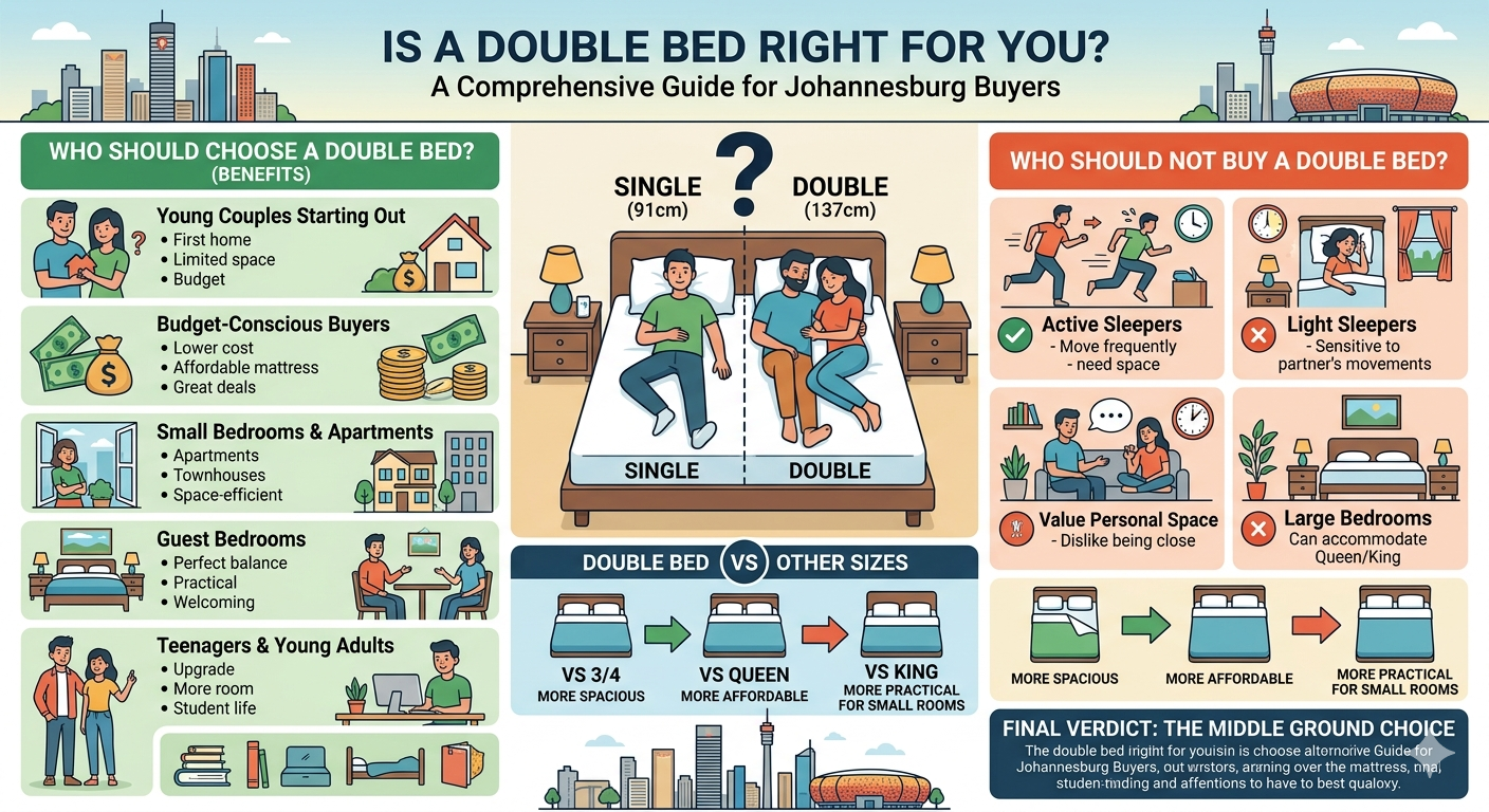 Infographic of double bed information aimed at cuatomers who need to know if the size is right for them