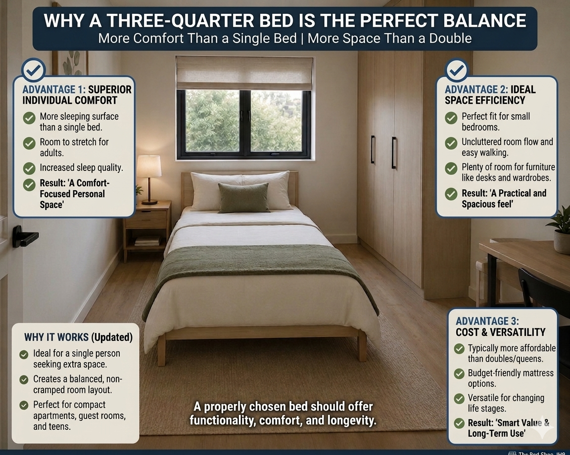 infographic showing why a three quarter bed is worth it
